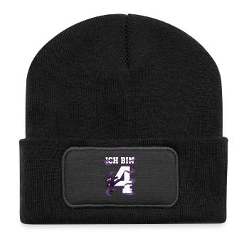 Je suis 4 Ninja 4e anniversaire Karaté Violet - Beanie recyclé à patch - noir - Devant