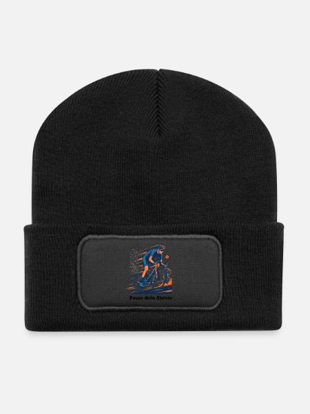 Passo Dello Stelvio Cyclist Sprint Neon Motion - Recycelte Patch Beanie - Schwarz