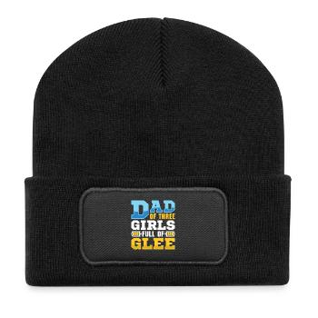 Papa Vater von drei Mädchen Töchtern - Recycelte Patch Beanie - Schwarz - Vorne