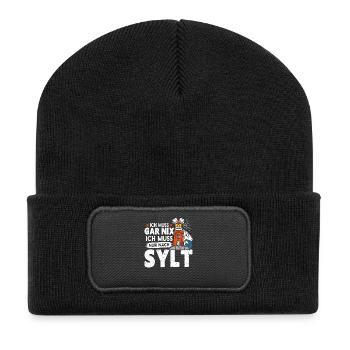 Vacances en mer du Nord N’A RIEN À FAIRE, IL SUFFIT D’ALLER À SYLT - Beanie recyclé à patch - noir - Devant