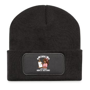Juste une fille qui adore l’anime et dessine de l’afro - Beanie recyclé à patch - charbon - Devant