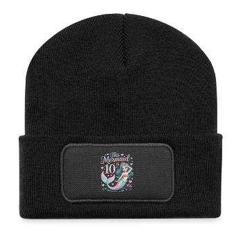 Mermaid 10th Birthday 10 Years - Recycled Patch Beanie - black - Front