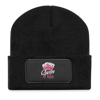 Queen Of Tiles Mahjong Lover Mah Jong - Recycled Patch Beanie - black - Front