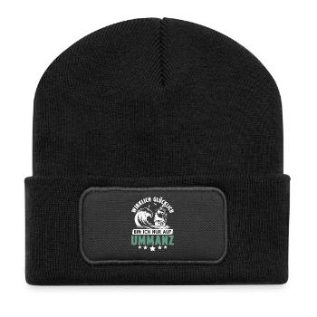 Vacances en mer Baltique JE NE SUIS VRAIMENT HEUREUX QUE SUR - Beanie recyclé à patch - noir - Devant