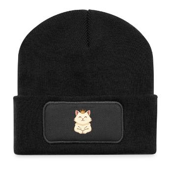 Katzenkönigin: Nie älter nur jünger! - Recycelte Patch Beanie - Schwarz - Vorne