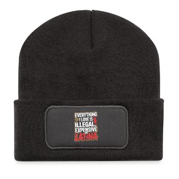 Tout ce que j’aime est illégal, cher ou latina - Beanie recyclé à patch - charbon - Devant