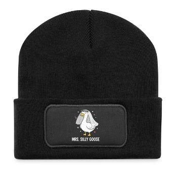 Madame la Mariée Oie Idiote Jeu de mots de mariage mignon - Beanie recyclé à patch - noir - Devant