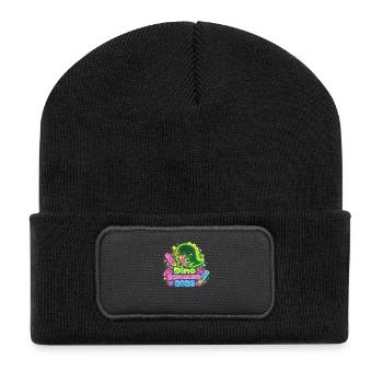 Dino Schulkind 2026 Einschulung - Recycelte Patch Beanie - Schwarz - Vorne