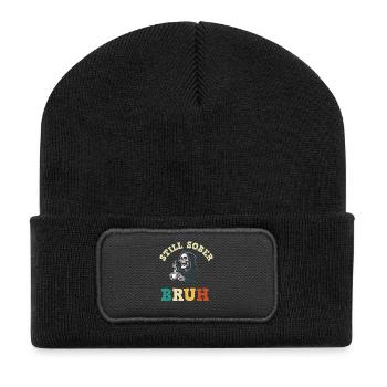 Still Sober Bruh Funny Recovery AA NA - Recycled Patch Beanie - black - Front