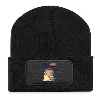 Gamer Capybara Boba Tea One More Turn - Recycled Patch Beanie - black - Front