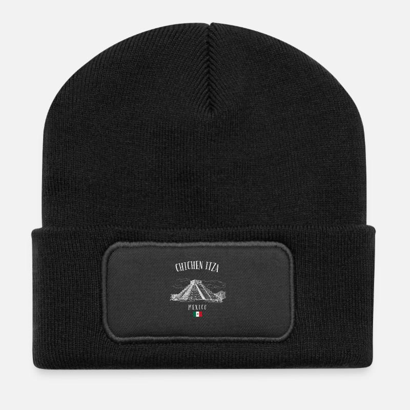 Chichen Itza Pyramid Mexico - Recycled Patch Beanie - black