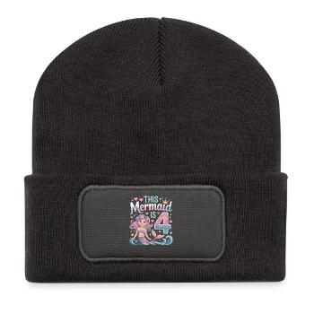 4e anniversaire de la sirène 4 ans - Beanie recyclé à patch - charbon - Devant