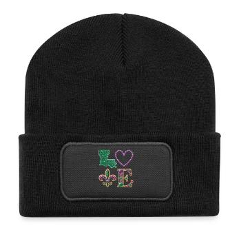 Mardi Gras Louisiana Shirt – Carnival Love - Recycled Patch Beanie - black - Front
