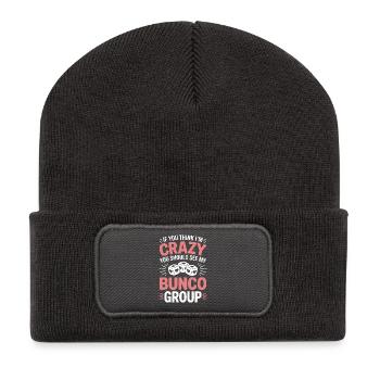 Arnaque, proverbes, jeu de dés, cadeau drôle d’arnaque, - Beanie recyclé à patch - charbon - Devant