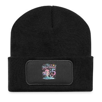 Mermaid 5th Birthday 5 Years - Recycled Patch Beanie - black - Front