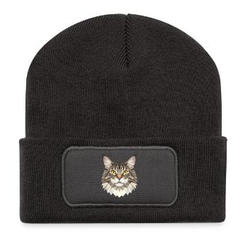 Maine Coon Chat Chat Maman Chat Maine Coon Chats - Beanie recyclé à patch - charbon - Devant