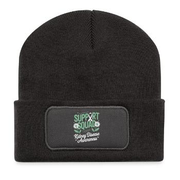 Grünes Band des Support Squad Kidney Awareness - Recycelte Patch Beanie - Dunkelgrau - Vorne