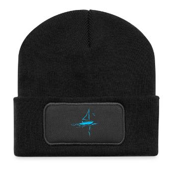 Sailing Sailboat Landscape - Recycled Patch Beanie - black - Front
