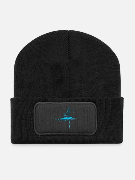 Segeln Segelboot Landschaft - Recycelte Patch Beanie - Schwarz