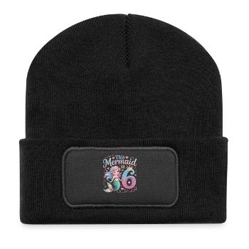 Mermaid 6th Birthday 6 Years - Recycled Patch Beanie - black - Front