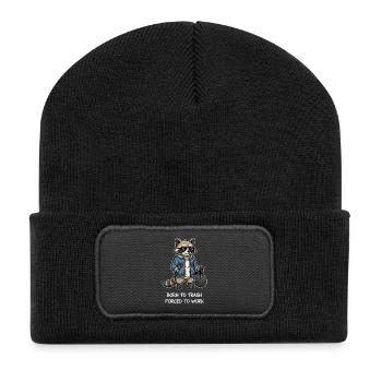 Né dans une famille de déchets forcé de travailler Raccoon - Beanie recyclé à patch - noir - Devant