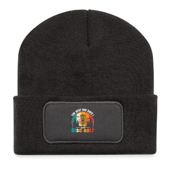 Disc Golf Geschenke Discgolf - Recycelte Patch Beanie - Dunkelgrau - Vorne