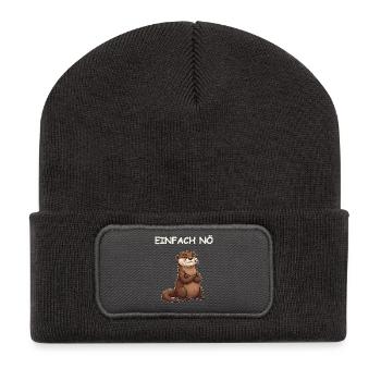Funny Saying Otter - Recycled Patch Beanie - dark grey - Front