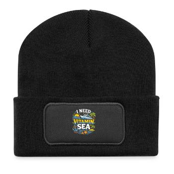 I Need Vitamin Sea | Cruise pun motif - Recycled Patch Beanie - black - Front
