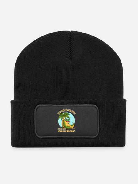 Crocodile saying: You can eat anything, but... - Recycled Patch Beanie - black