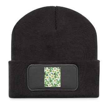Alpes des montagnes florales alpines féminines d’Edelweiss - Beanie recyclé à patch - charbon - Devant