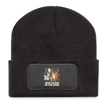 Schweißer Helm Funken Fokus Design - Recycelte Patch Beanie - Dunkelgrau - Vorne