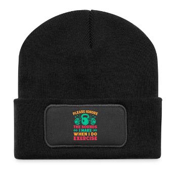 Fitness Motivation Bodybuilder Ignore The Sounds - Recycled Patch Beanie - black - Front