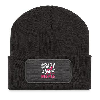 Crazy Alpaca Mama Funny Alpaca Lover Design - Recycelte Patch Beanie - Dunkelgrau - Vorne