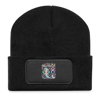 Sirène 8e anniversaire 8 ans - Beanie recyclé à patch - noir - Devant