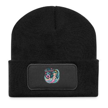 Sirène 8e anniversaire 8 ans - Beanie recyclé à patch - noir - Devant
