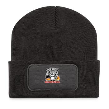 First coffee, then world domination - Recycled Patch Beanie - dark grey - Front