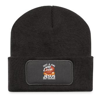 Girl who loves Jesus and chickens - Recycled Patch Beanie - dark grey - Front