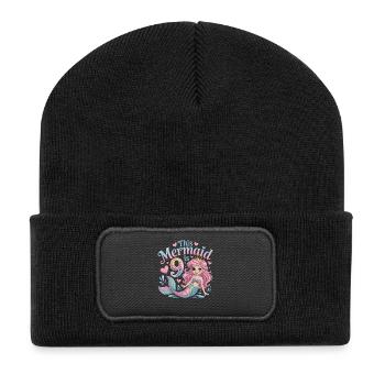 Mermaid 9th Birthday 9 Years - Recycled Patch Beanie - black - Front