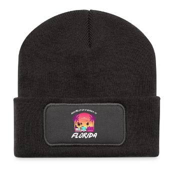 Florida Retro Sonnenuntergang Strandvibe - Recycelte Patch Beanie - Dunkelgrau - Vorne