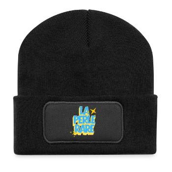 Die seltene Perle, positives Zitat - Recycelte Patch Beanie - Schwarz - Vorne
