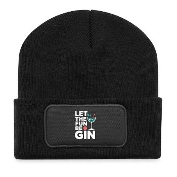 Gin Let The Fun Be Gin & Tonic Liebhaber Party Gin - Recycelte Patch Beanie - Schwarz - Vorne