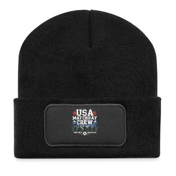 USA Matchday Crew – Soccer Fan - Recycelte Patch Beanie - Schwarz - Vorne