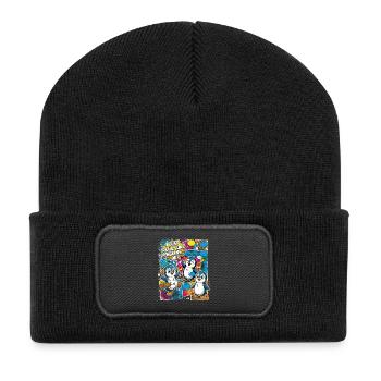 Penguin Pop Art Comic Collage - Recycled Patch Beanie - black - Front