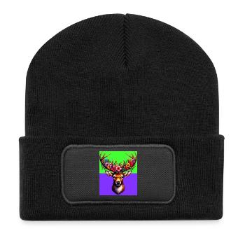 Hirsch - Recycelte Patch Beanie - Schwarz - Vorne