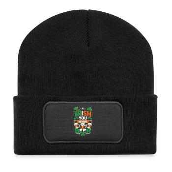 Irlandais Tu étais une bière | Jeu de mots de la Saint-Patrick - Beanie recyclé à patch - noir - Devant