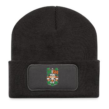 Irlandais Tu étais une bière | Jeu de mots de la Saint-Patrick - Beanie recyclé à patch - charbon - Devant