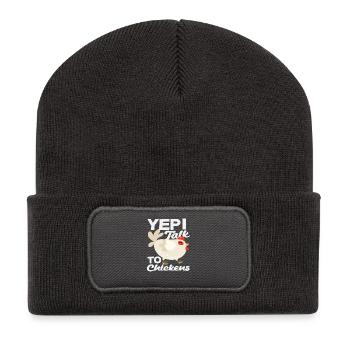 yes I'm talking to chickens Funny - Recycled Patch Beanie - dark grey - Front