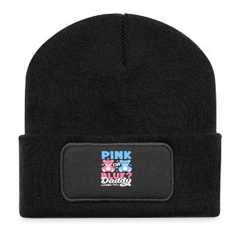 Pink Or Blue Dad Loves You Bear - Recycled Patch Beanie - black - Front