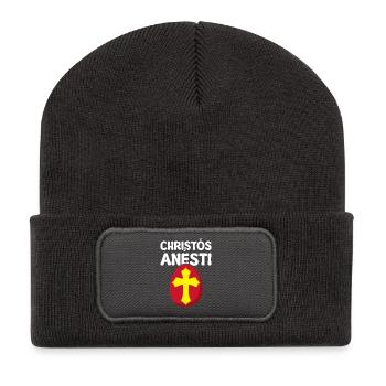Christos Anesti Griechisches Osterei - Recycelte Patch Beanie - Dunkelgrau - Vorne
