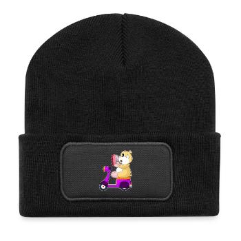 Trottinette de hamster - Beanie recyclé à patch - noir - Devant